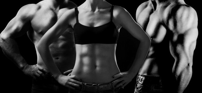 Bodybuilding. Man and woman